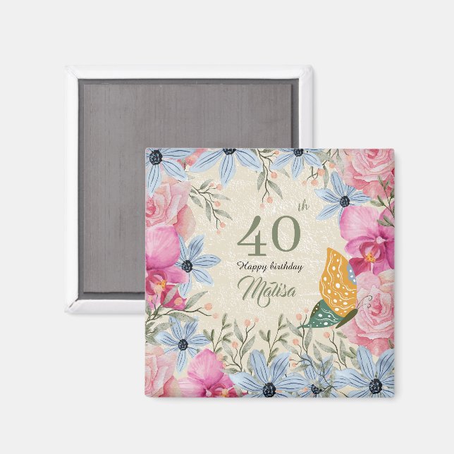 Vackra, roliga, botaniska teckningar 40:e magnet (Front/Back)