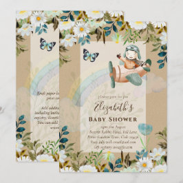 Vackra roliga pilotbaby pojkar shower-inbjudningar inbjudningar