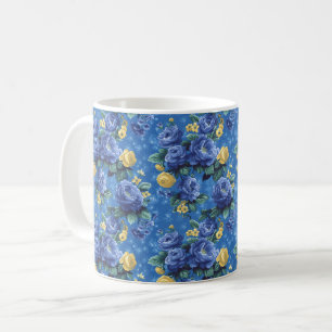 Vackra Romantic Vår Blue Girly Flowers Kaffemugg