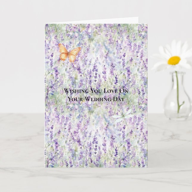Vackra Romantiska Lila Blommor Bröllop Kort (Liten växt)