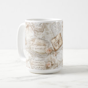 Vackra Romantiska Rosa Rosor Kärleksbrev Bröllop Kaffemugg