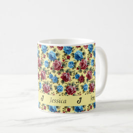 Vackra Romantiska Vår Färgglada Flickaktiga Blommo Kaffemugg