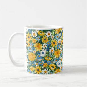Vackra Romantiska Vår Gula Tjejaktiga Blommor  Kaffemugg