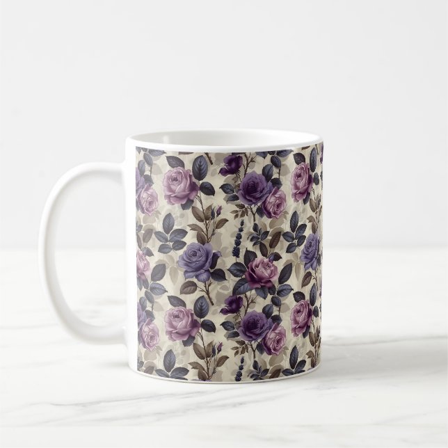 Vackra Romantiska Vår Rosa Flickaktiga Blommor Kaffemugg (Vänster)