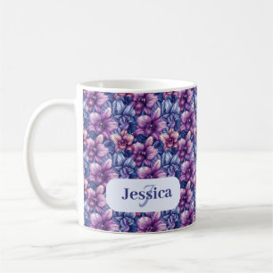 Vackra Romantiska Vår Violetta Feminina Blommor  Kaffemugg