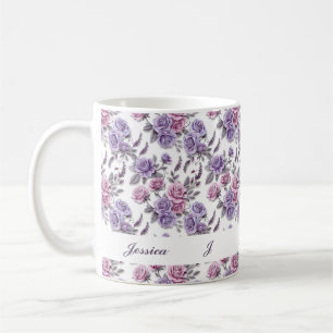 Vackra romantiska vår violetta flickiga blommor kaffemugg