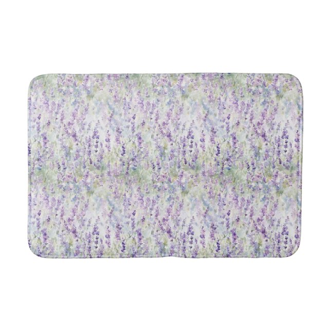 Vackra Romantiska Violetta Blommor   Badrumsmatta (Framsidan)