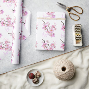 Vackra rosa akvarell körsbärs-Sakura-blommor Presentpapper