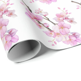 Vackra rosa akvarell körsbärs Sakura-blommor Presentpapper