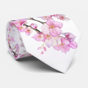 Vackra rosa akvarell körsbärsblommor slips