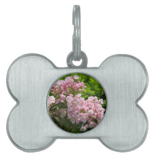 Vackra rosa berglorblommor namnbricka husdjur