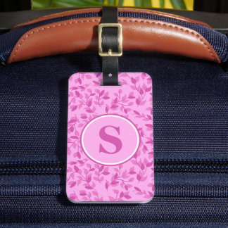 Vackra Rosa Blommiga Monogram Personlig Bagagebricka