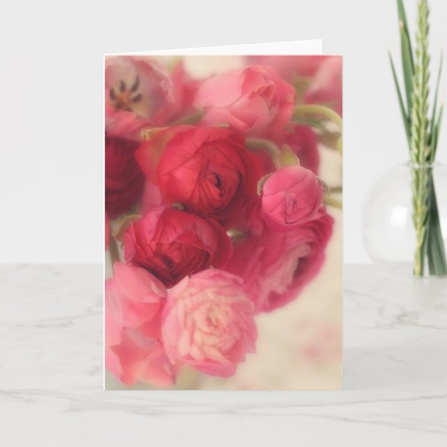 Vackra Rosa Blommigt Notecards Kort (Framsida)