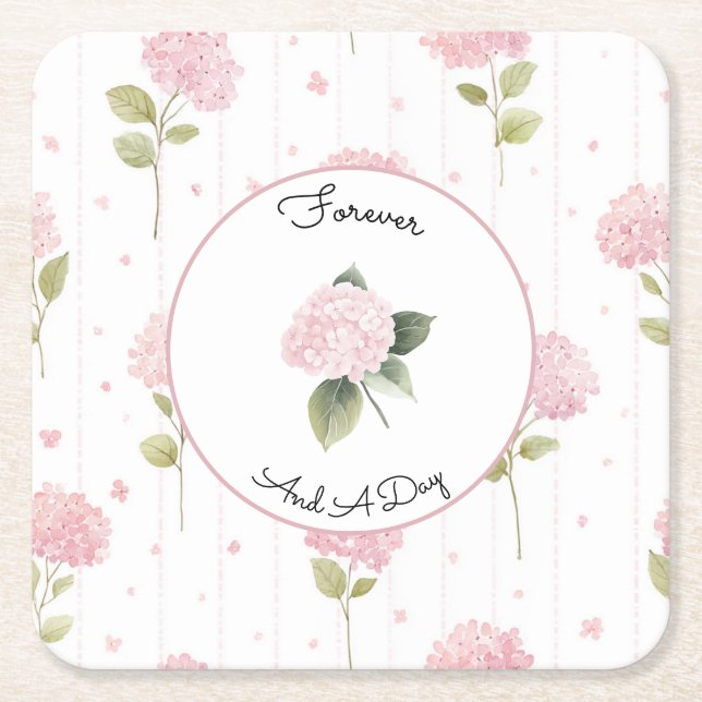 Vackra Rosa Blommor Bröllop Underlägg Papper Kvadrat (Framsidan)
