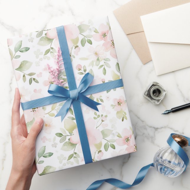 Vackra Rosa Blommor Födelsedag Presentpapper (Gifting)