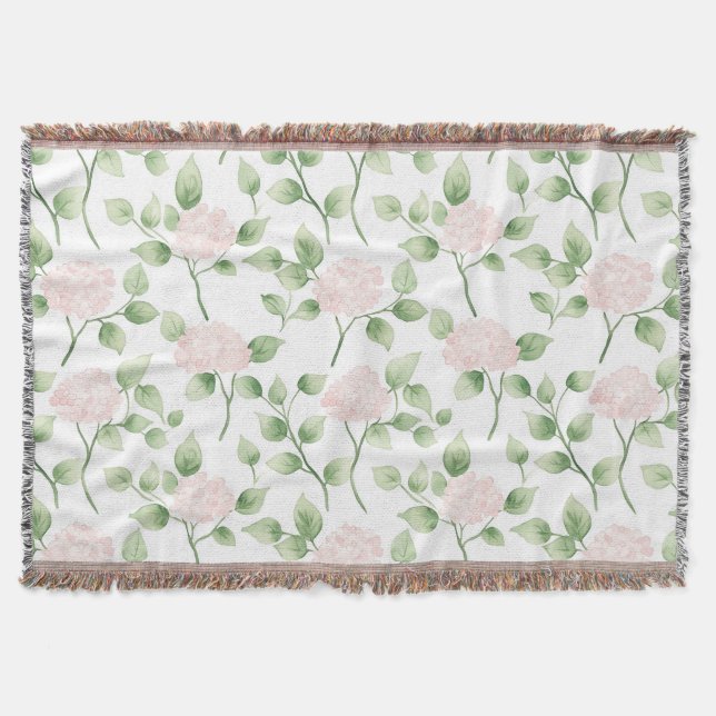 Vackra Rosa Blommor Gröna blad   Filt (Framsidan)