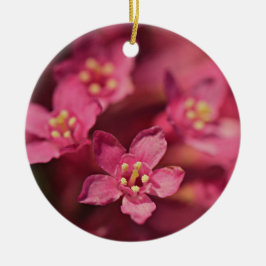 Vackra rosa blommor julgransprydnad keramik