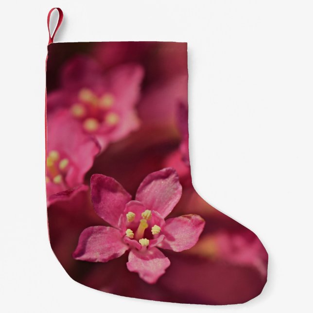 Vackra rosa blommor liten julstrumpa (Framsidan)