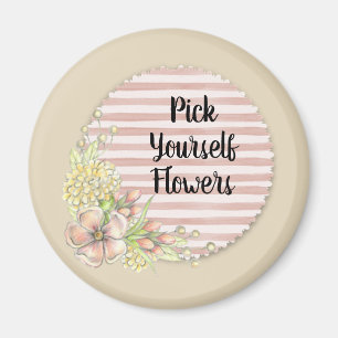 Vackra rosa blommor med ränder magnet