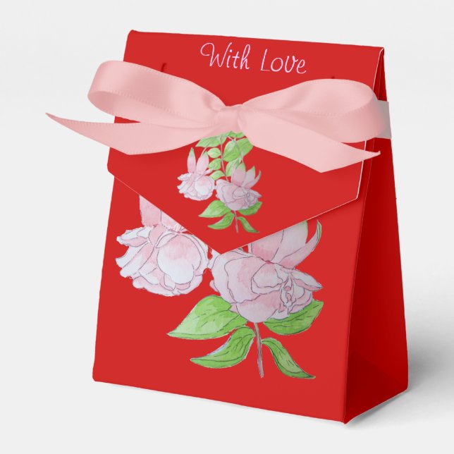 vackra rosa blommor och blad blomsterbilder presentaskar (Framsidan Sidan)