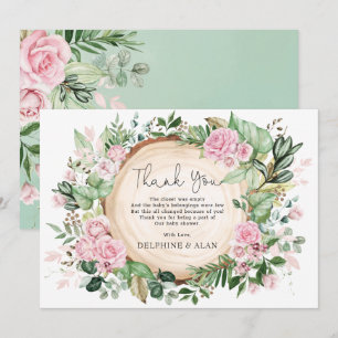 Vackra rosa blommor Rosenträdgård Baby Shower Tack Kort