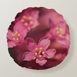 Vackra rosa blommor rund kudde