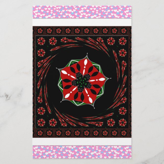 Vackra Rosa Blue White Hearts of Kärlek Design Brevpapper (Framsida)