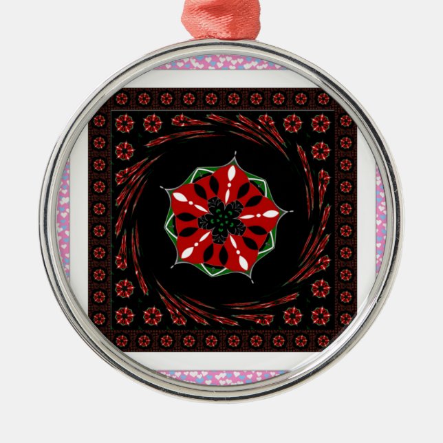 Vackra Rosa Blue White Hearts of Kärlek Design Julgransprydnad Metall (Framsidan)