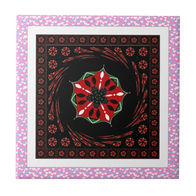 Vackra Rosa Blue White Hearts of Kärlek Design Kakelplatta (Framsidan)