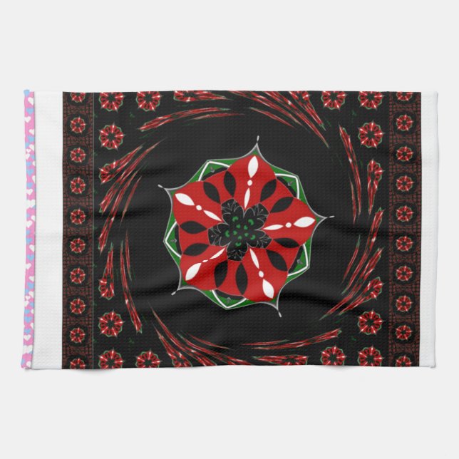 Vackra Rosa Blue White Hearts of Kärlek Design Kökshandduk (Horisontell)