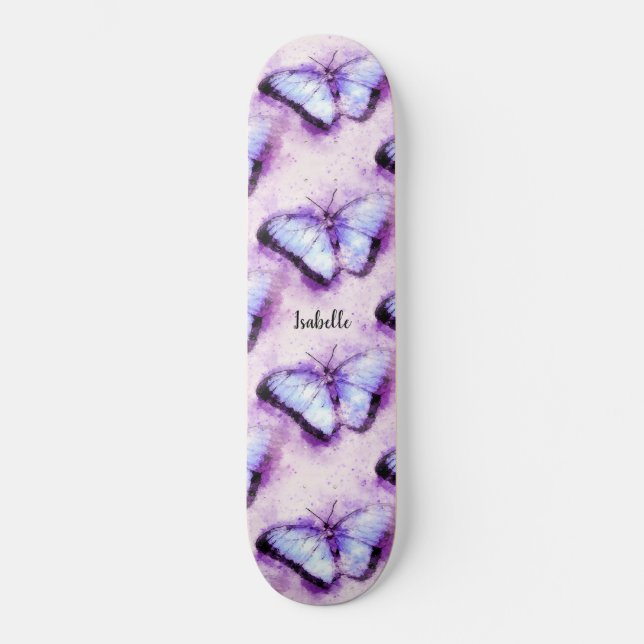 Vackra Rosa Butterflies Mini Skateboard Bräda 18,5 Cm (Framsida)