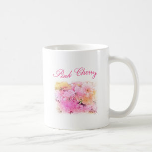 vackra rosa cherry-blommor blommigt fotoart. kaffemugg