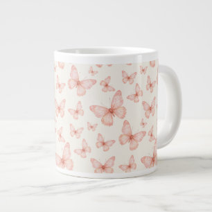 Vackra rosa fjärilar jumbo mugg