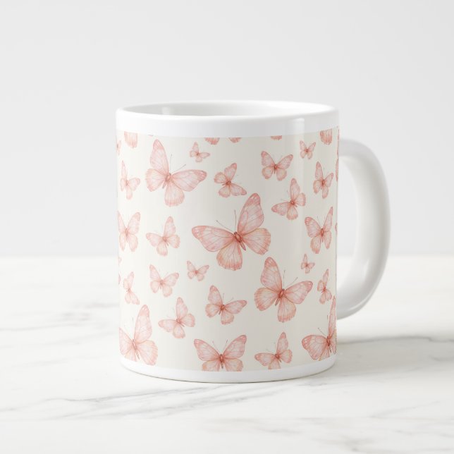 Vackra rosa fjärilar jumbo mugg (Framsida höger)