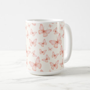 Vackra rosa fjärilar kaffemugg