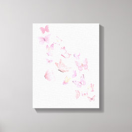 Vackra Rosa Fjärilar - Lindad Canvas