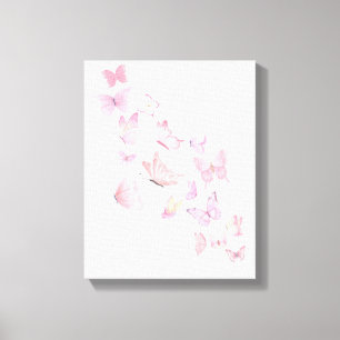 Vackra Rosa Fjärilar - Lindad Canvas