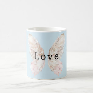 Vackra rosa fjärilsvingar kaffemugg
