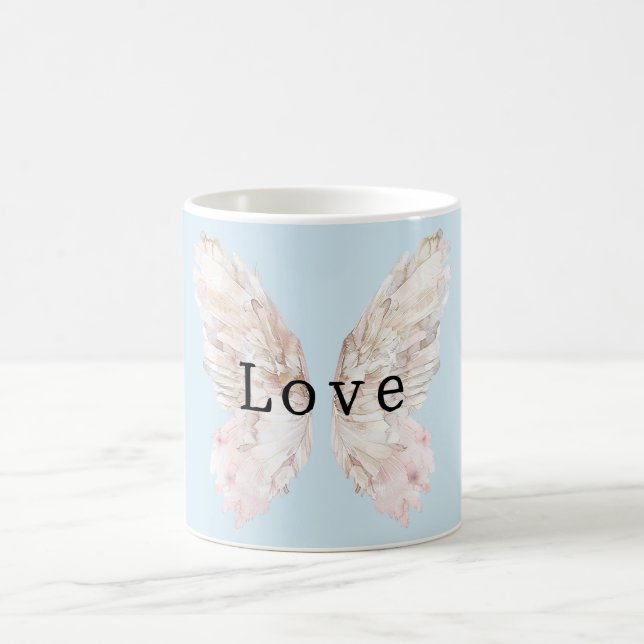 Vackra rosa fjärilsvingar kaffemugg (Center)