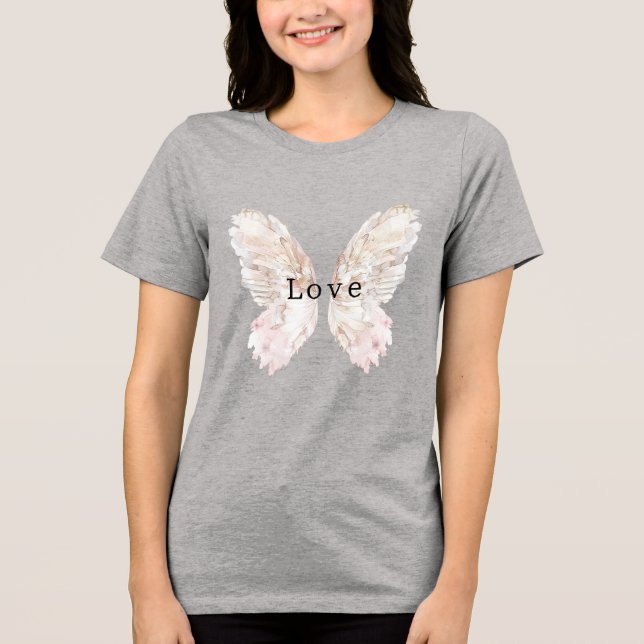 Vackra rosa fjärilsvingar t shirt (Framsida)