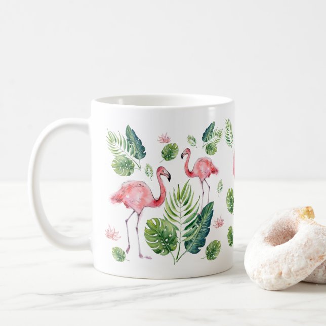 Vackra rosa flamingos mönster kaffemugg (Med munk)