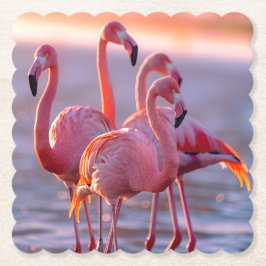 Vackra Rosa Flamingos Tropiska Underlägg Papper