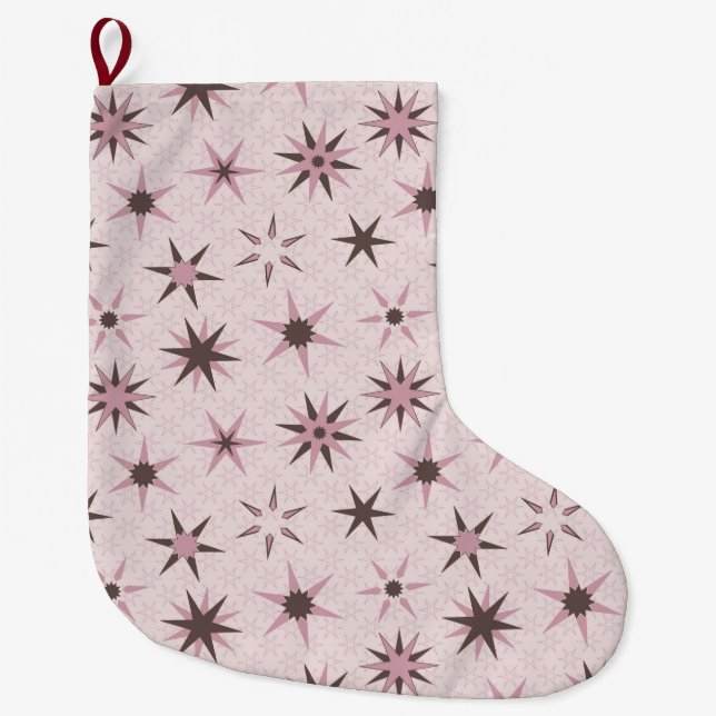 Vackra rosa geo-stjärnor - mönster. stor julstrumpa (Framsidan)