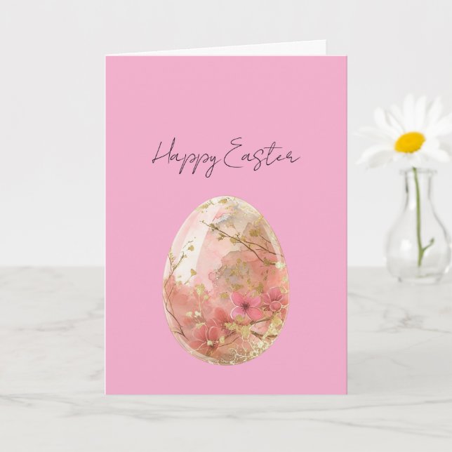 Vackra Rosa Guld Påskägg Kort (Liten växt)