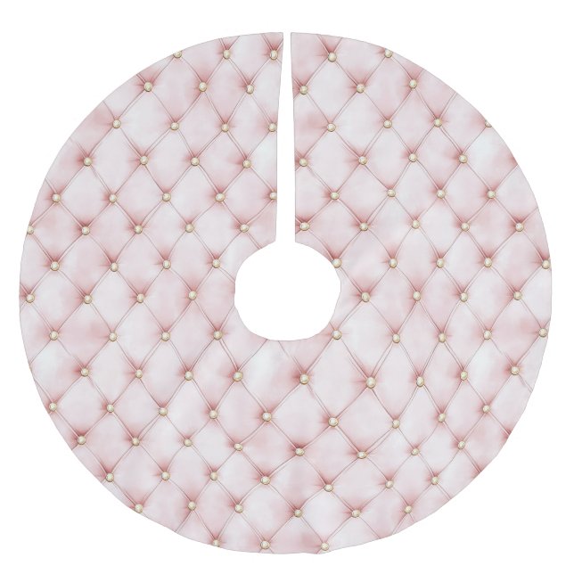 Vackra Rosa Guld Rutor Jul Julgransmatta Borstad Polyester (Framsidan)