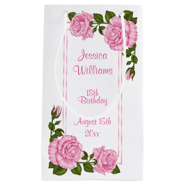 Vackra rosa hörnbuketter 18-årsdag (Framsidan)
