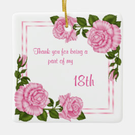 Vackra rosa hörnbuketter 18-årsdag julgransprydnad keramik