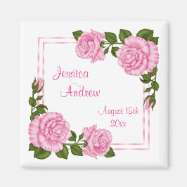 Vackra Rosa Hörnbuketter Bröllop Magnet