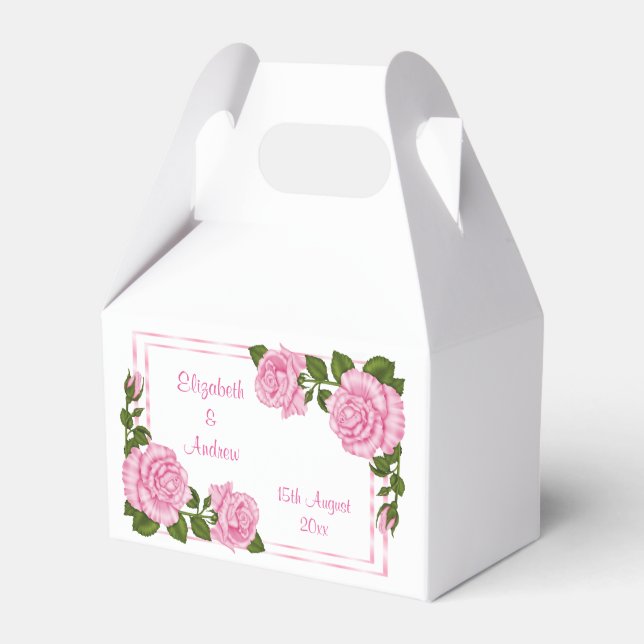 Vackra Rosa Hörnbuketter Bröllop Presentaskar (Framsidan Sidan)