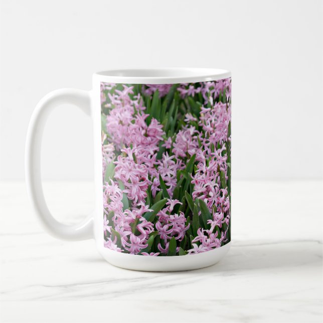 Vackra rosa hyacinter kaffemugg (Vänster)